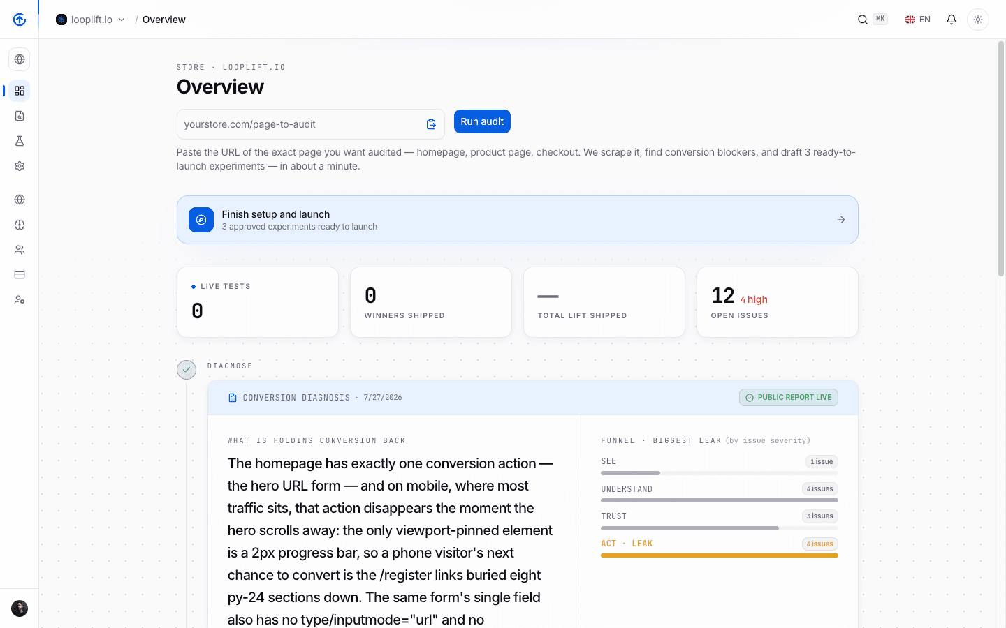 The same store overview in the light theme.