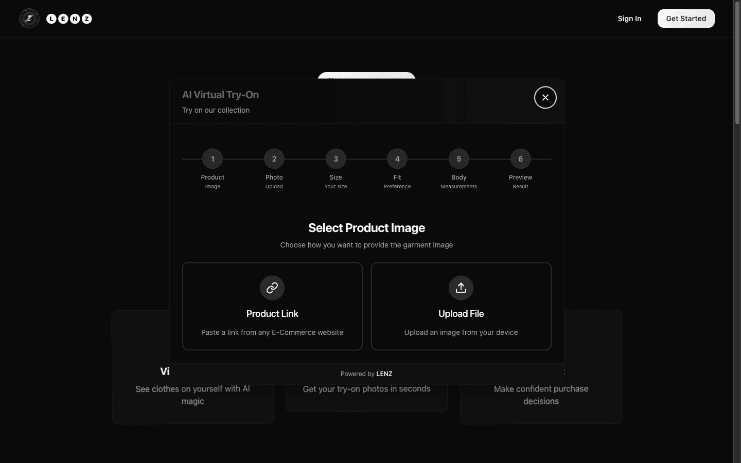 Product image selection in the public try-on demo.